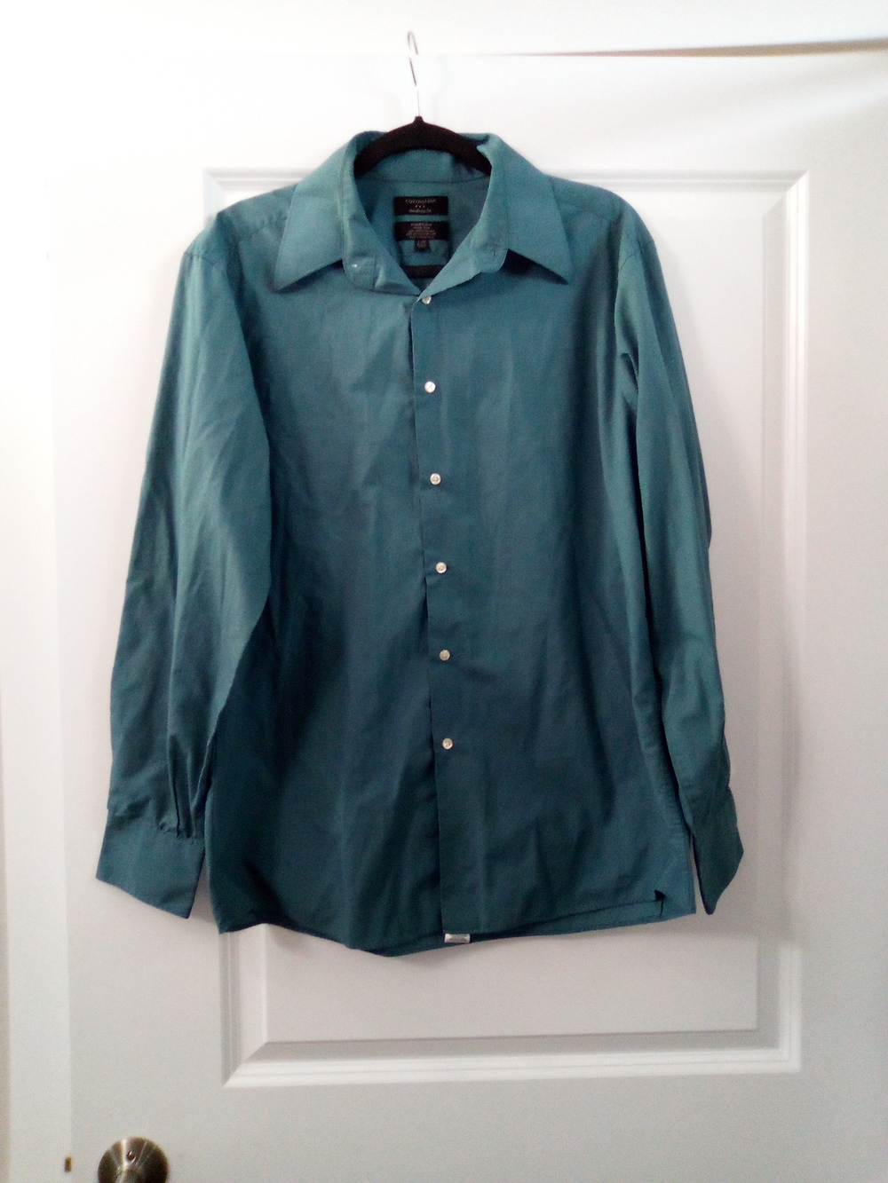 Mens Teal Long-Sleeve Dress Shirt Button Down Size Large By Covington